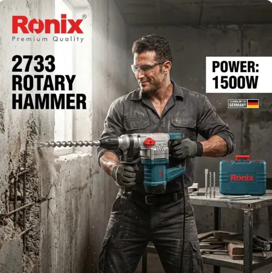 ელექტრო პერფორატორი Ronix-2733 32mm, 6J, 1500w — ფოტო 7