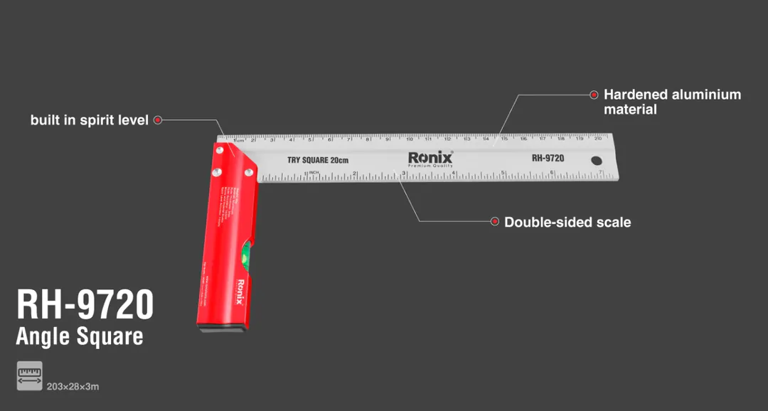Угловая линейка (угольник) Ronix RH-9720 20 см — фото 6