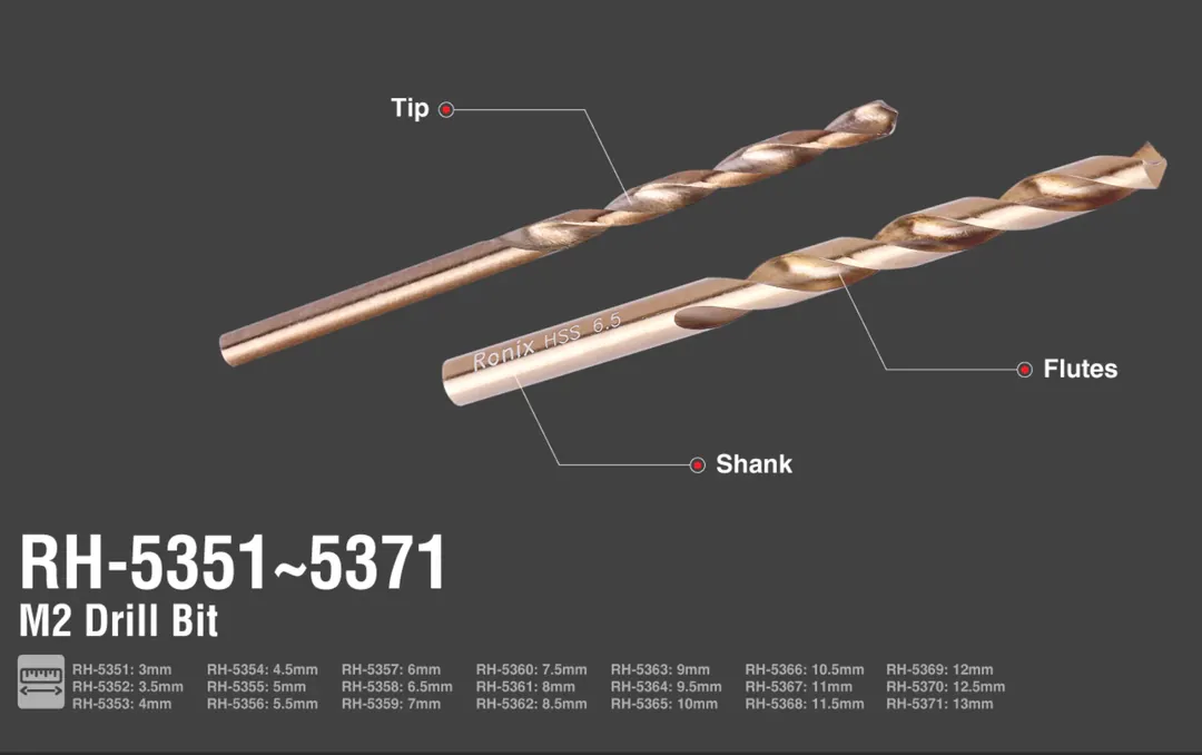 HSS მეტალის ბურღი Ronix RH-5357, 6 მმ — ფოტო 4