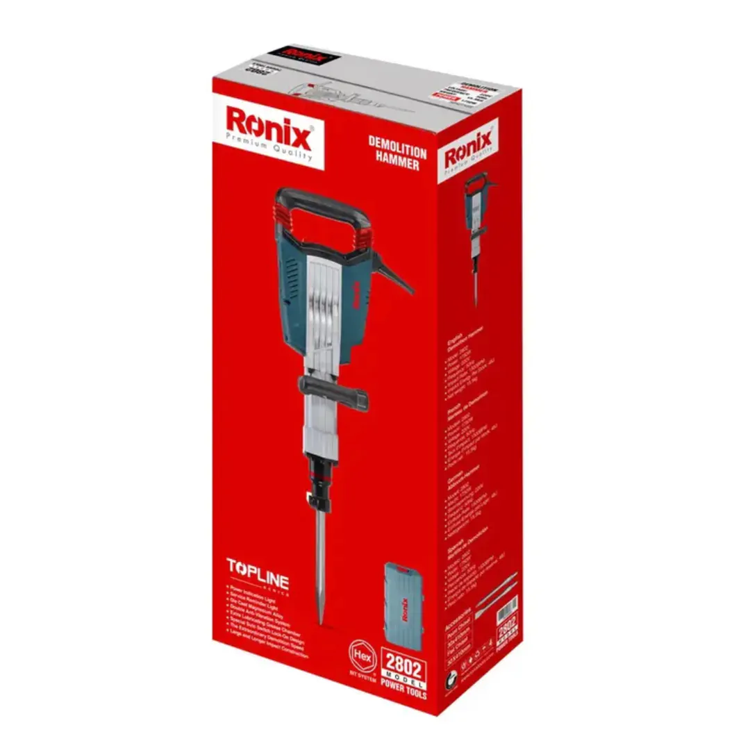 ელექტრო ნგრევის ჩაქუჩი Ronix-2802 1750w 48J 14kg — ფოტო 8