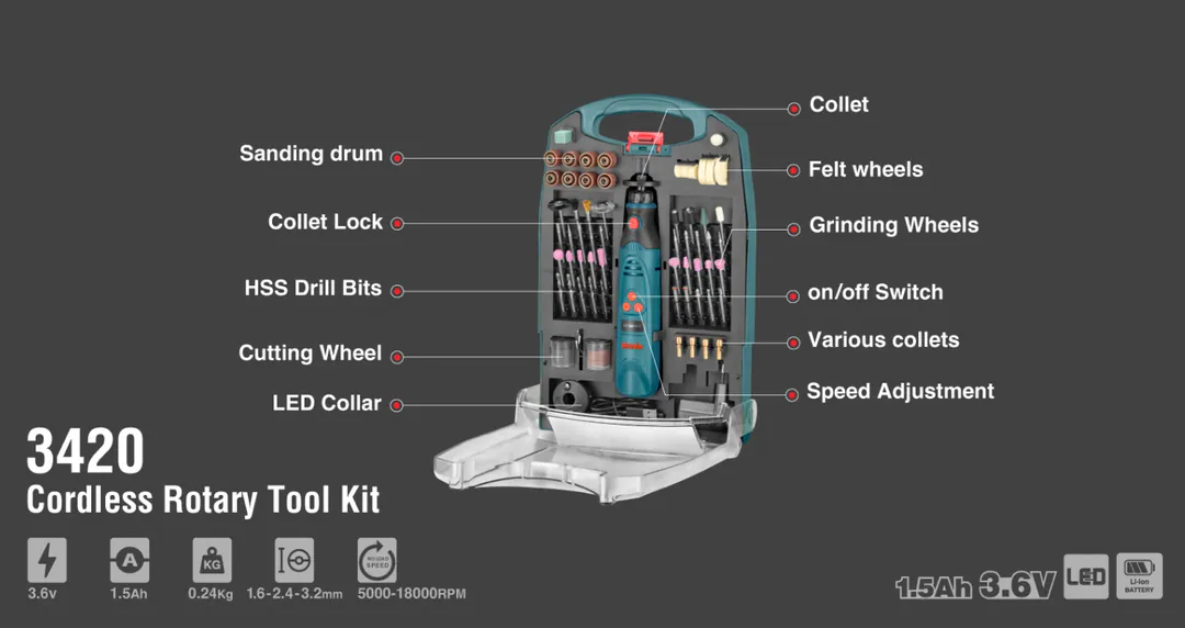მინი ბორმანქანის ნაკრები Ronix-3420 3.6V, — ფოტო 7