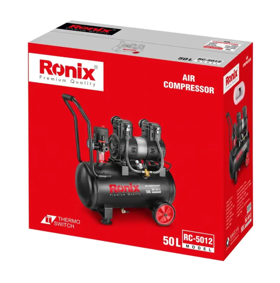 ჰაერის ჩუმი კომპრესორი Ronix RC-5012, 50ლ, 1680w — ფოტო 9