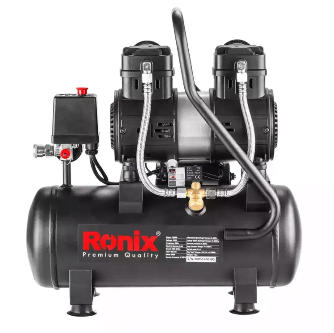 ჰაერის ჩუმი კომპრესორი Ronix RC-1012, 10ლ, 1280w — ფოტო 2