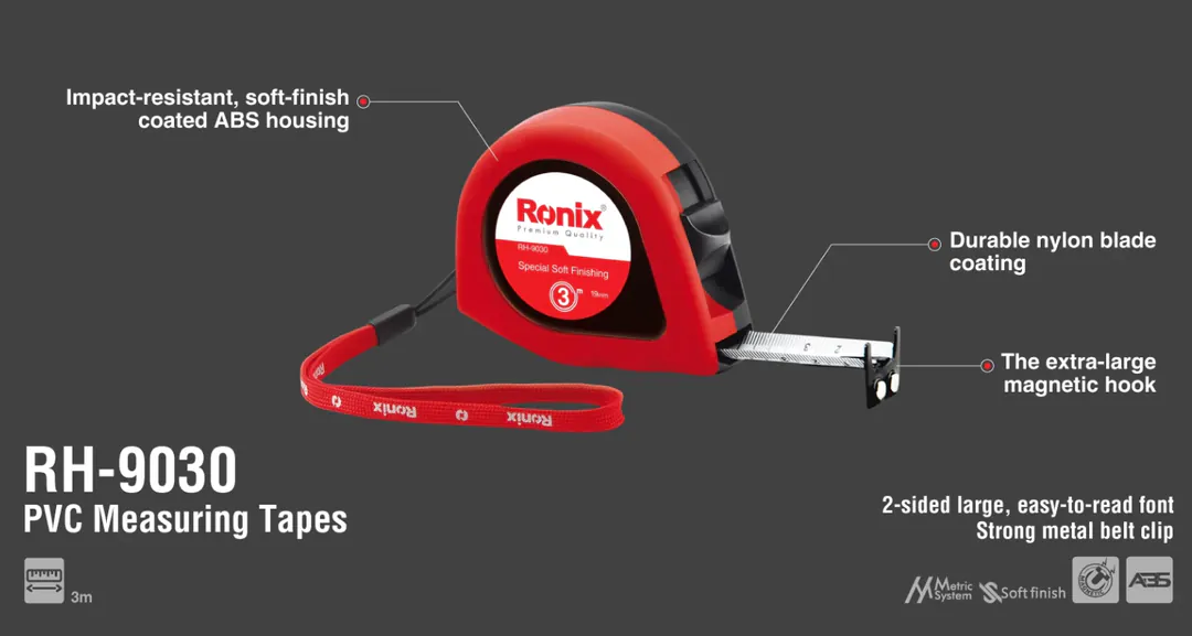 საზომი რულეტი Ronix RH-9030, 3×0.019 მ — ფოტო 8