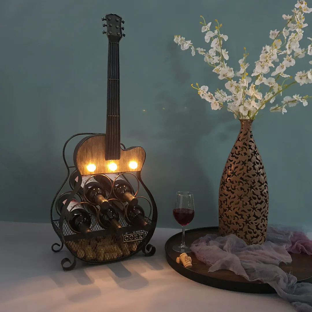 Guitar-shaped wine rack, made of metal, — photo 5