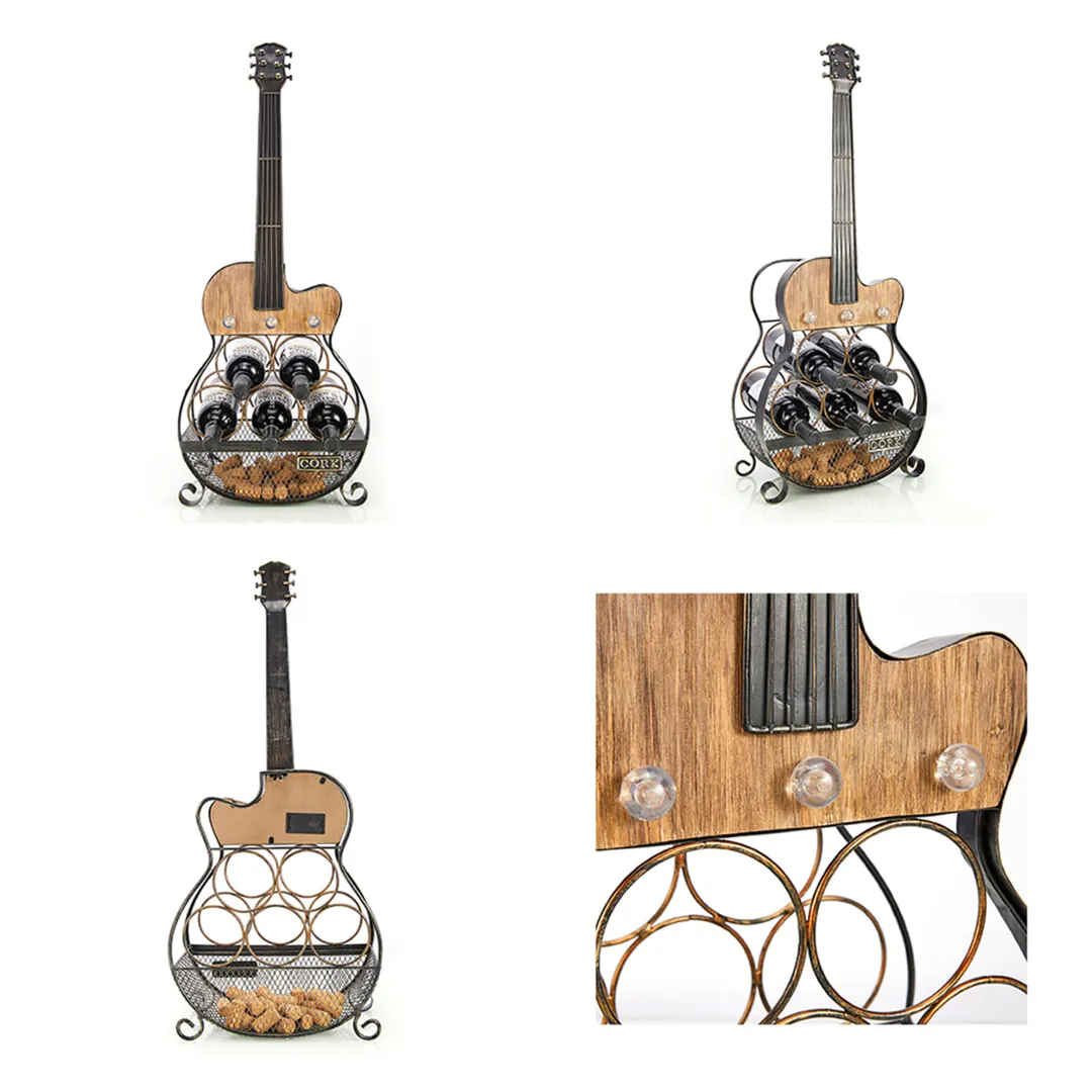 Guitar-shaped wine rack, made of metal, — photo 3