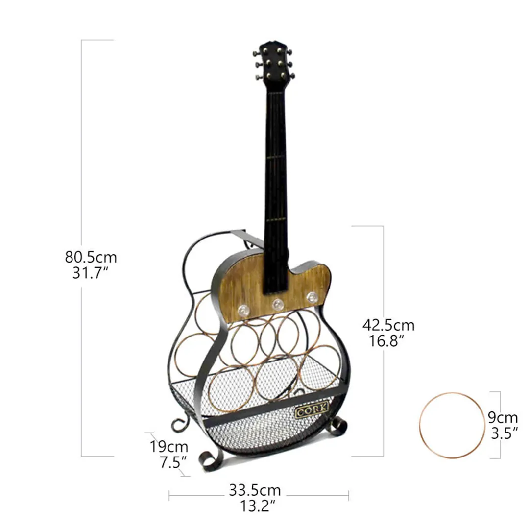 Guitar-shaped wine rack, made of metal, — photo 2