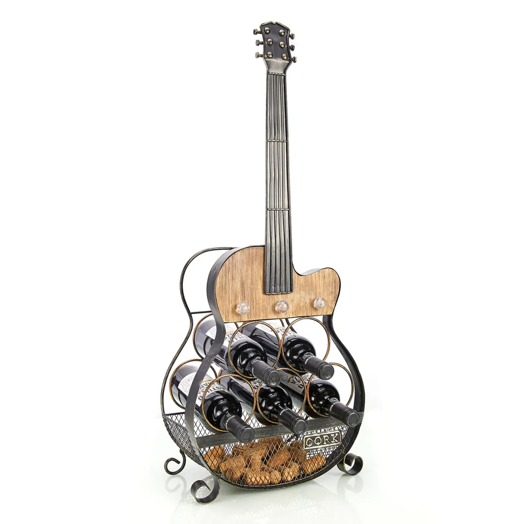 Guitar-shaped wine rack, made of metal, — photo 1